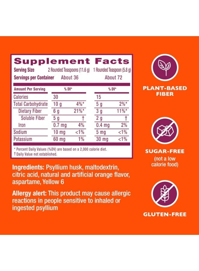 Metamucil Fiber, 4-in-1 Orange SugarFree Powder 72 - Image 2
